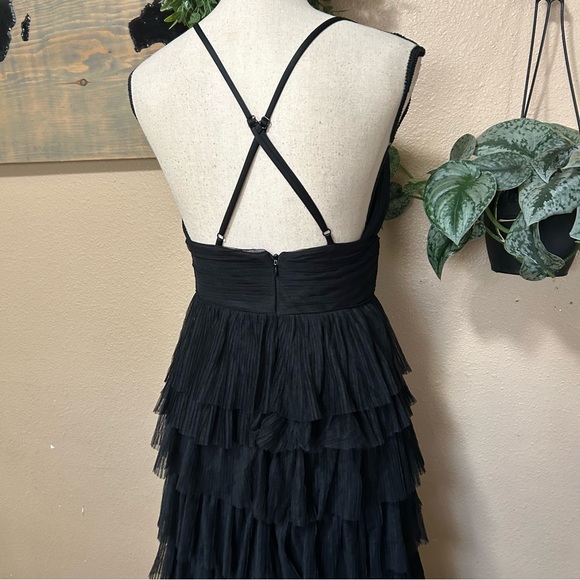 Lulus Radiant Event Black Mesh Tiered Pleated Backless Maxi Dress - Picture 5 of 10